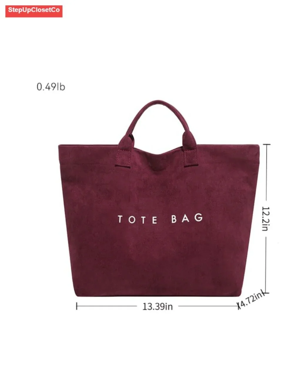 Suede Tote Bag for Women Letter Print Hobo Handbag